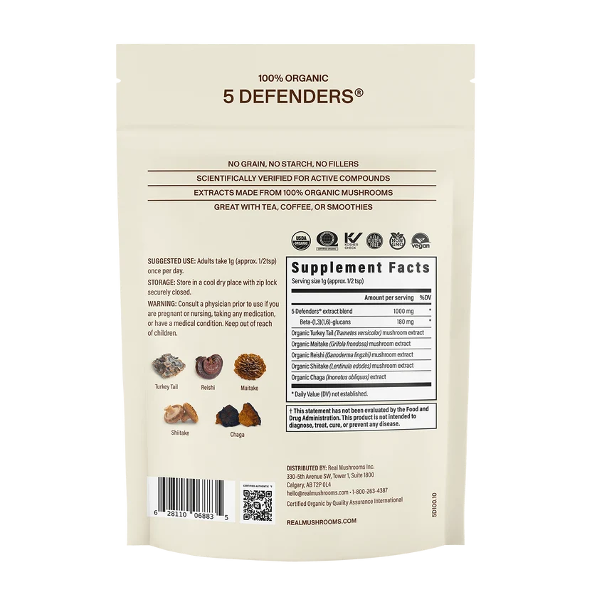 5 Defenders® Organic Mushroom Complex – Bulk Powder Sell on Medicinal and Functional Mushroom Factory Shop